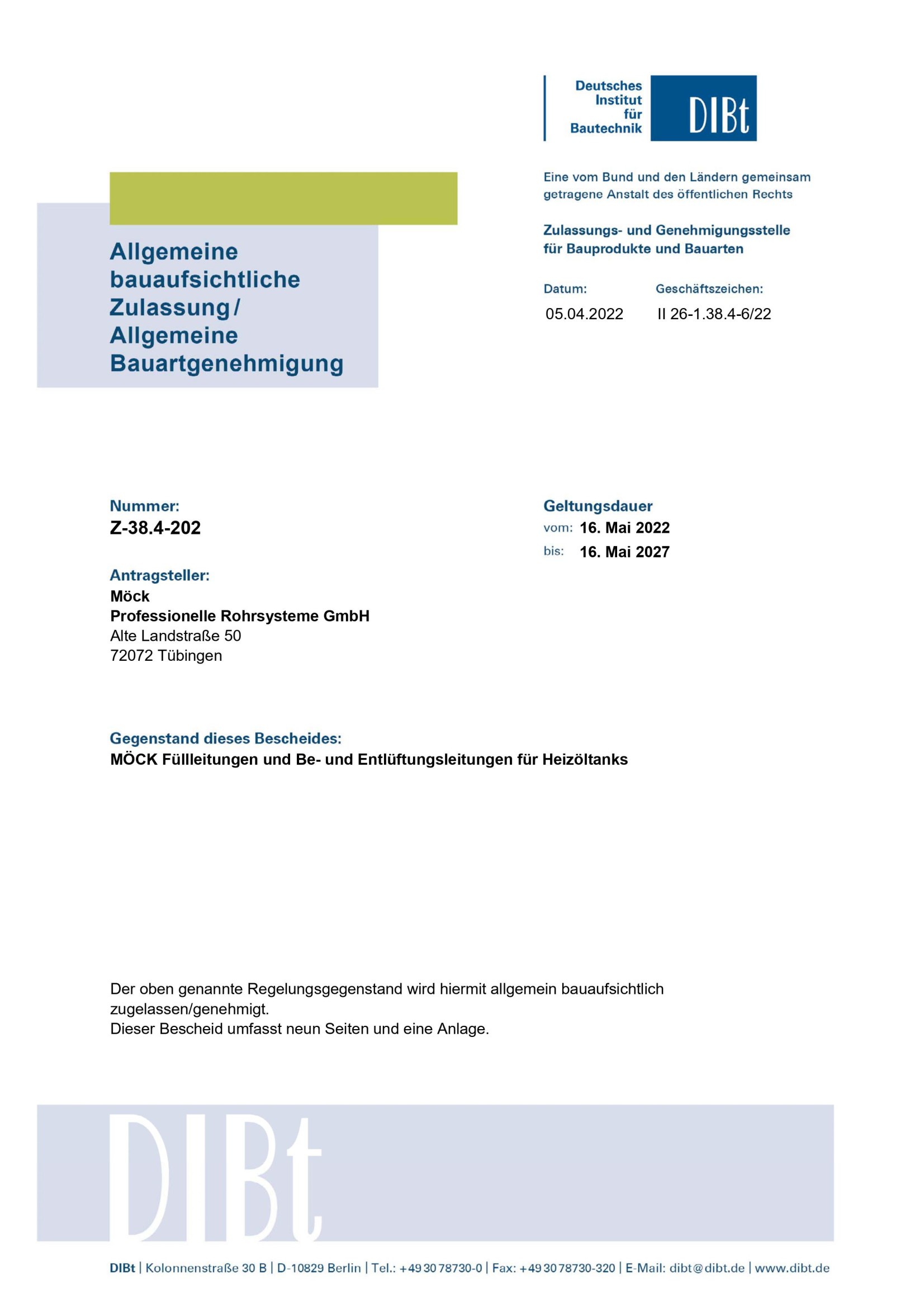 Zulassung TBE 2022 (Deutsch, 05.2022 - 05.2027)